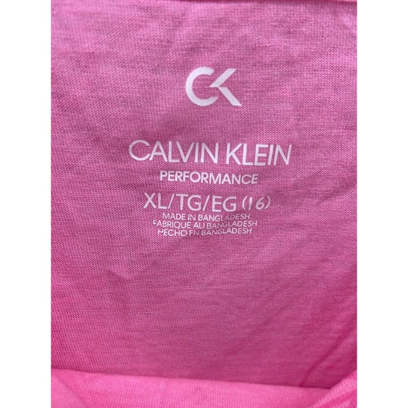 Calvin Klein Performance T-Shirt Woman XL 16 Pink Cropped All Over Print NWT‎ - Picture 6 of 11